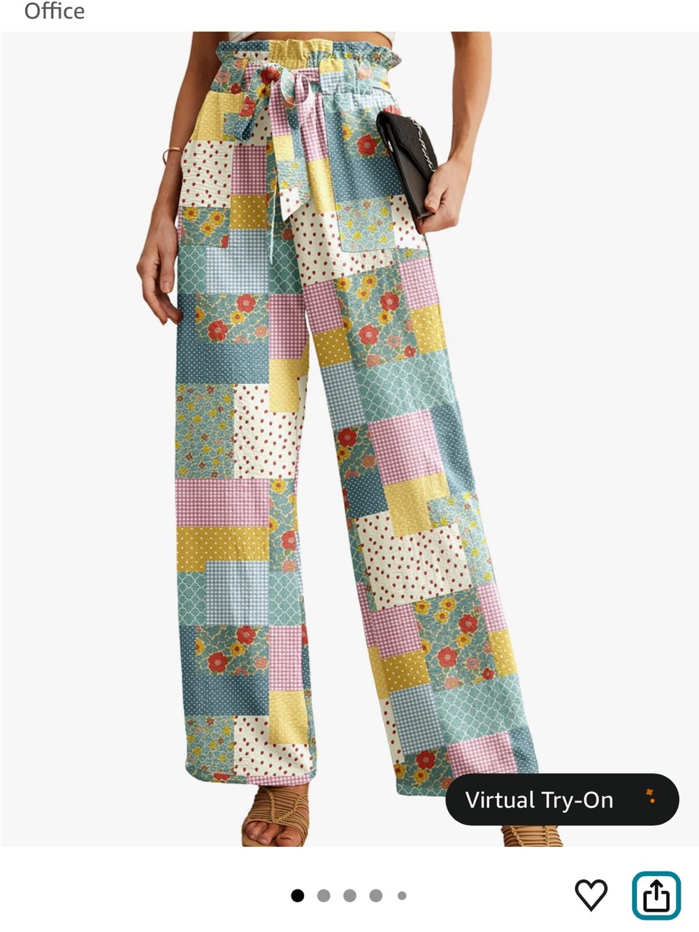 Patchwork Print Wide-Leg Pants - Multicolor